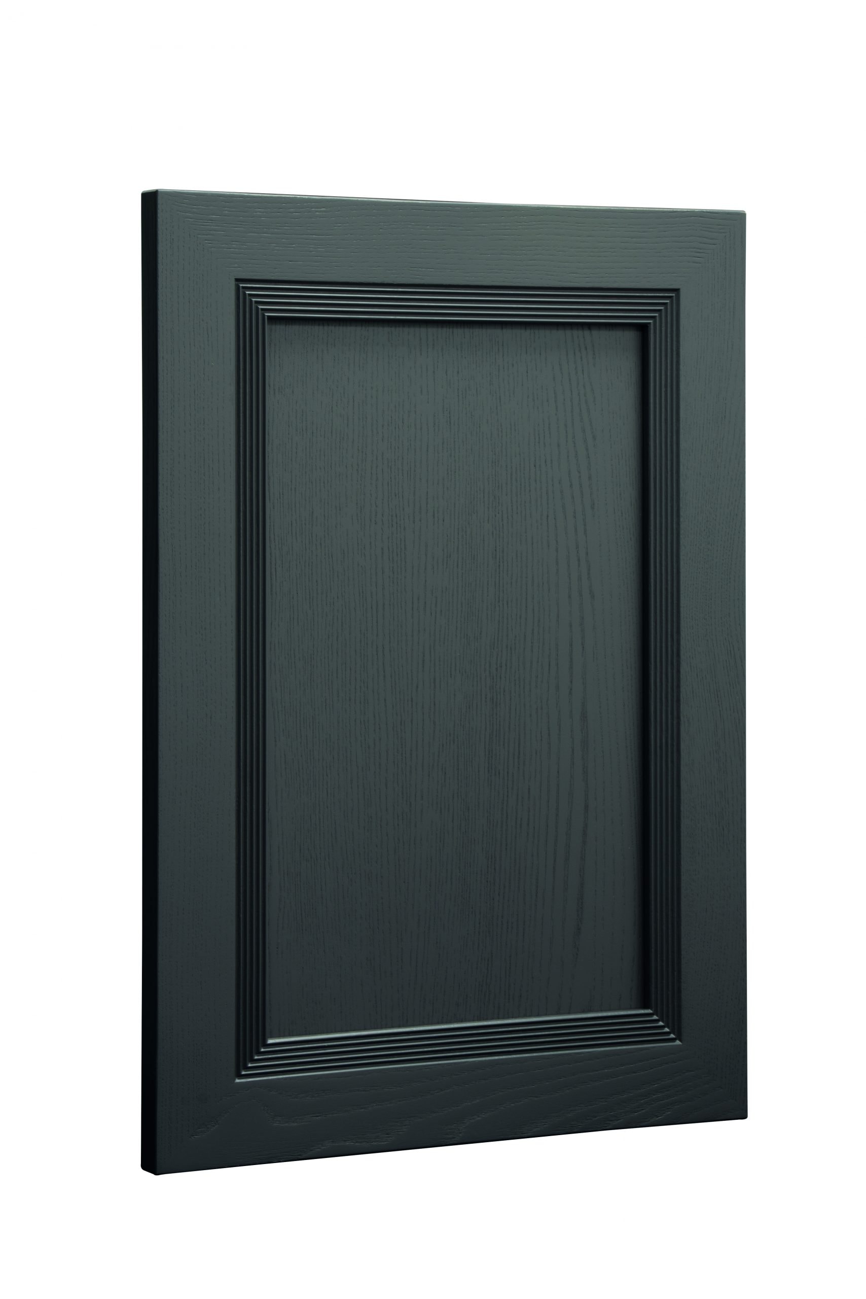 Calpe door in dark-toned ash with stepped mouldings