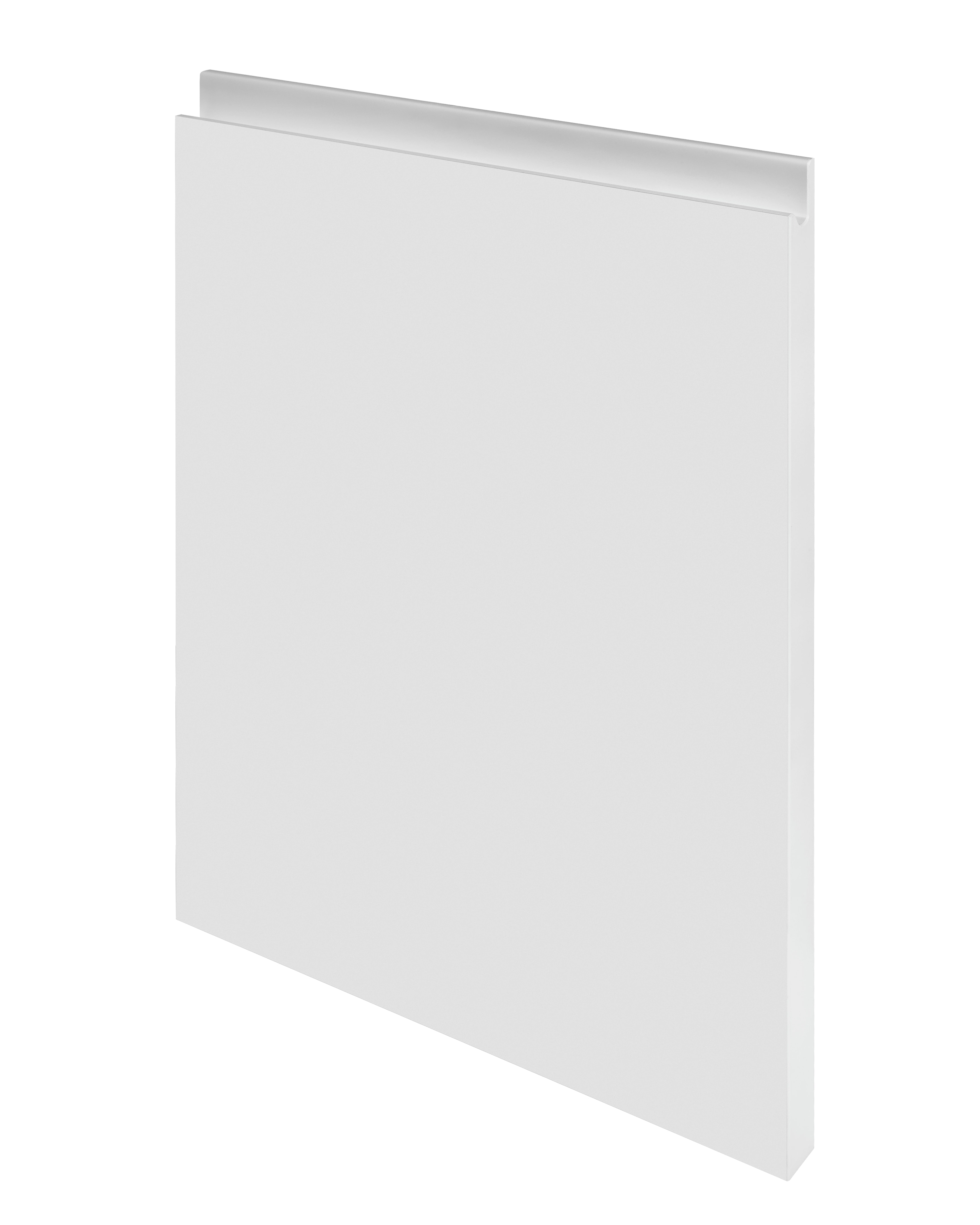 White Finger Pull door with a J handle on the top edge