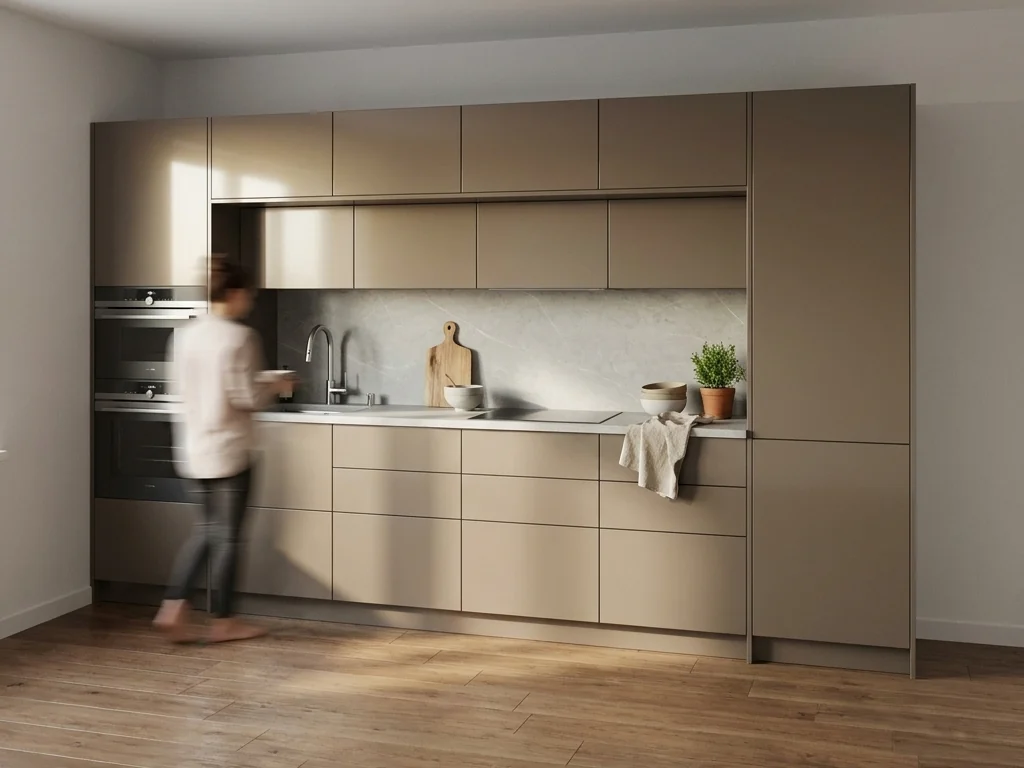 Cocina lineal a medida de Harmo, proyecto estudiado a partir del espacio real